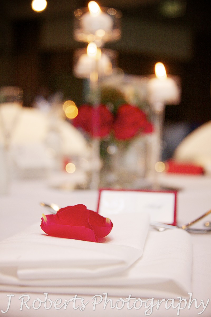Rose petal table decoration - wedding photography sydney
